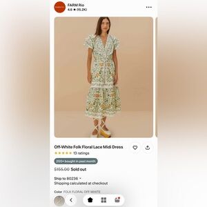 FARM RIO Floral Print Midi Dress